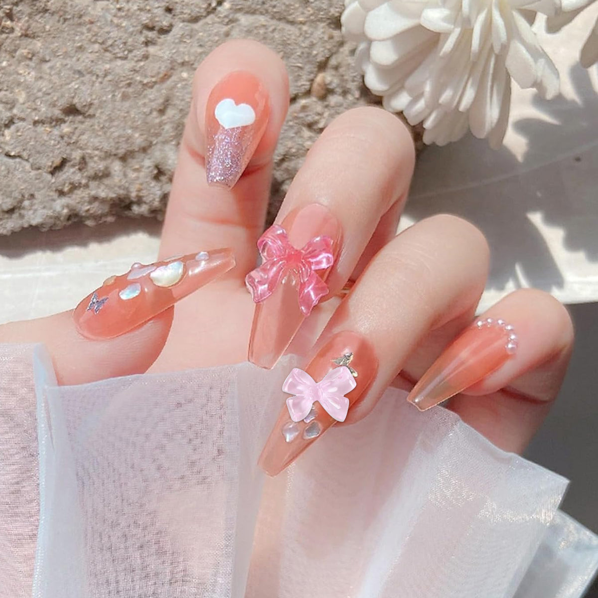 MAYCREATE 50pcs Pink Bow Nail Decals 2 Styles Flat Back Resin Bow Charms for Nail Decals Nail Art Supplies Cute Dainty Decorative Decals for DIY Nail Extension MAYCREATE 50pcs Pink Bow Nail Decals 2 Styles Flat Back Resin Bow Charms for Nail Decals Nail Art Supplies Cute Dainty Decorative Decals for DIY Nail Extension
